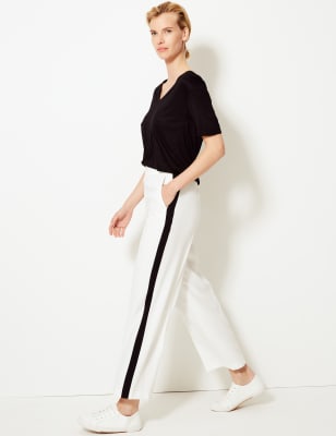 White trousers cheap black stripe