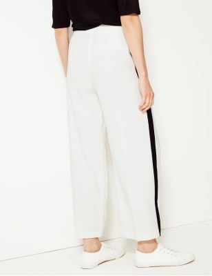 Knit Crepe Athletic Side Stripe Wide Leg Pant