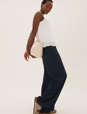 

Womens M&S Collection Hose mit weitem Bein und Kordelzug - Dark Navy, Dark Navy