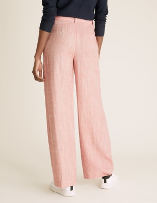 Marks and spencer ladies deals wide leg linen trousers