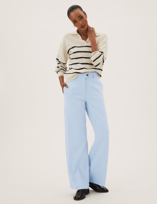 Soft Blue Wide Leg Trousers