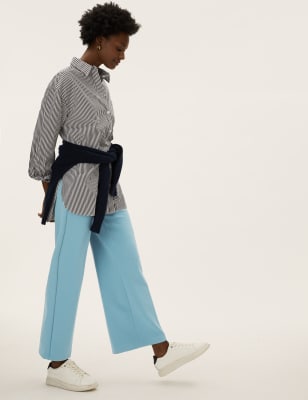 

Womens M&S Collection Wide Leg Trousers - Smokey Blue, Smokey Blue