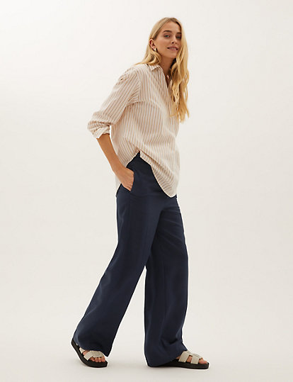 Pure Tencel™ Belted Wide Leg Trousers