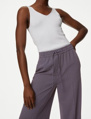 

Womens M&S Collection Hose mit weitem Bein, Kordelzug und geometrischem Muster - Navy Mix, Navy Mix