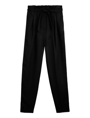 

Womens M&S Collection Pure Tencel™ Utility Tapered Trousers - Black, Black