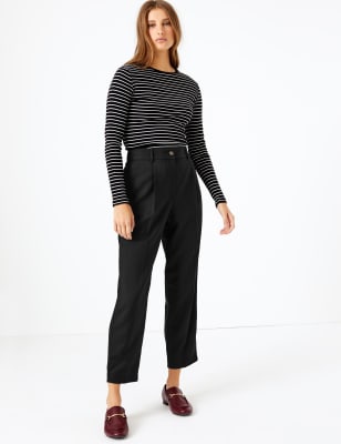 Wool Blend Tapered Ankle Grazer Trousers