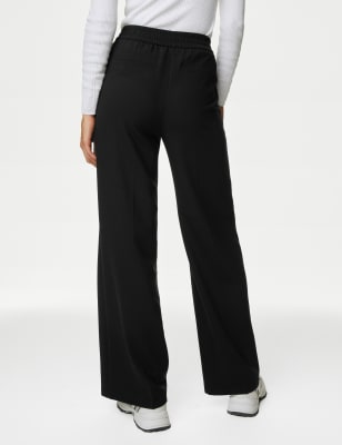 Woven Elasticated Waist Wide Leg Trousers