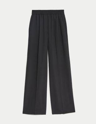 Woven Elasticated Waist Wide Leg Trousers