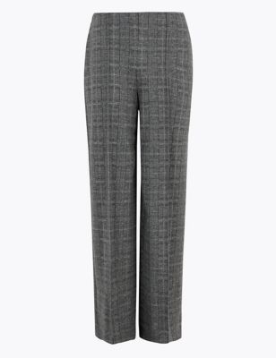 Jersey Textured Checked Wide Leg Trousers | M&S Collection | M&S