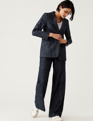 

Womens M&S Collection Cotton Rich Relaxed Blazer - Dark Navy, Dark Navy