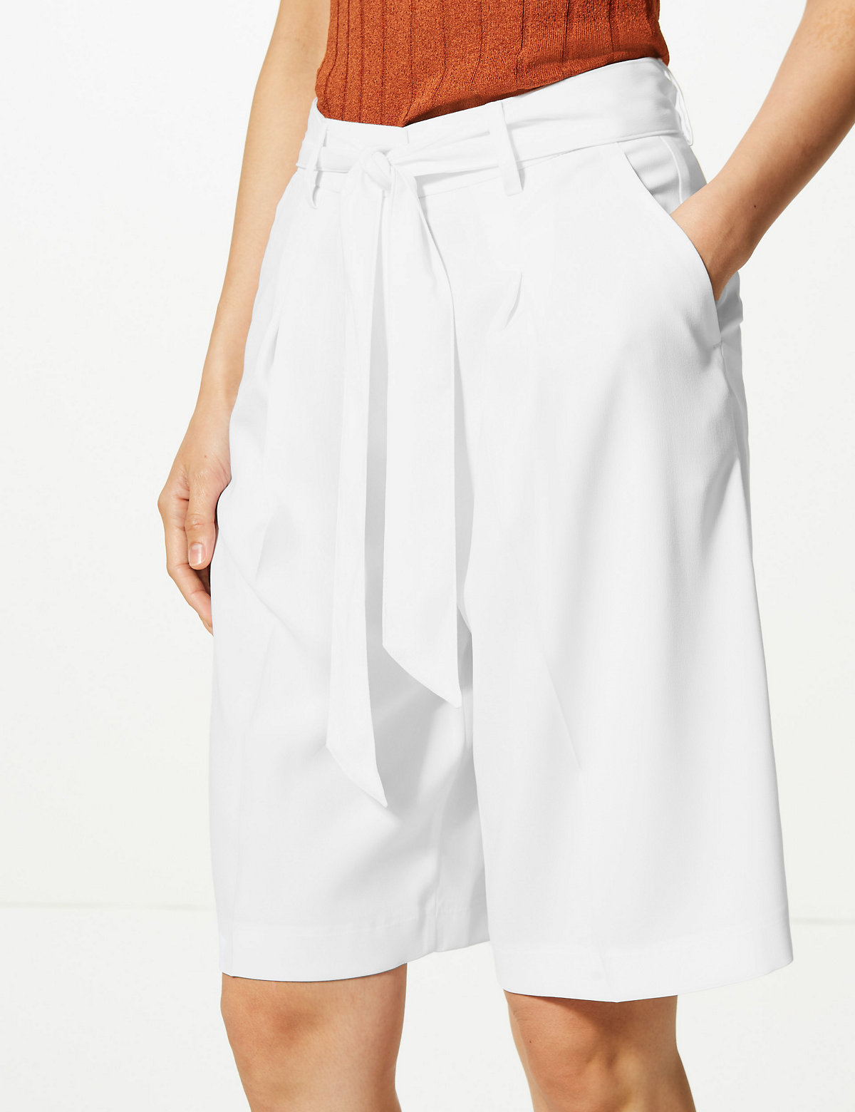 Belted High Waist Tailored Shorts
