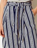 Striped Belted High Waist Tailored Shorts