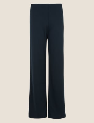 

Womens M&S Collection Jersey High Waisted Wide Leg Trousers - Navy, Navy