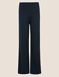 Jersey High Waisted Wide Leg Trousers