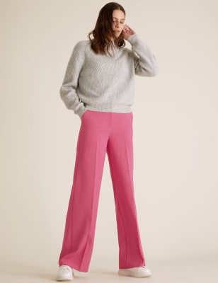 

Womens M&S Collection Wide Leg Trousers - Fuchsia, Fuchsia