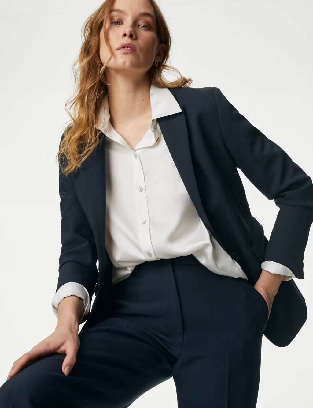 Long Blazers Women Ladies Femme Mujer Dames Casual Office White