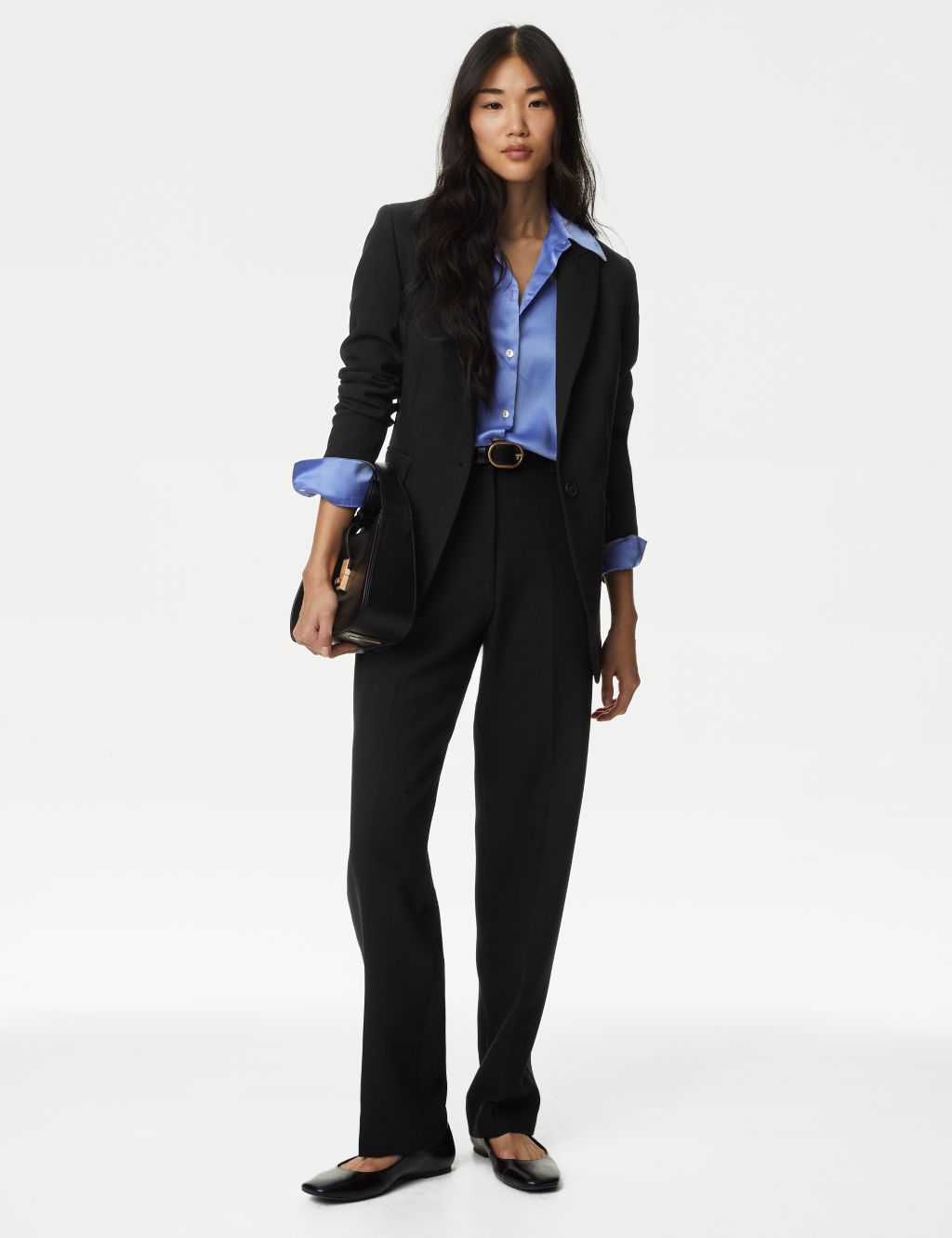 Ladies Womens Plus Size Black Work Pants Trousers Office Smart Navy UK  16-24 New 