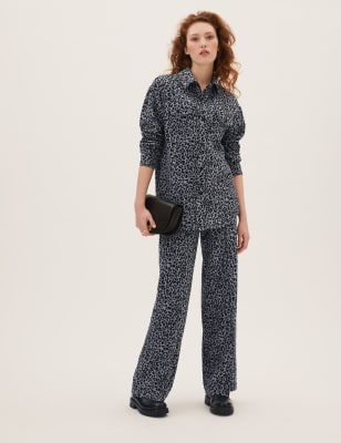 

Womens M&S Collection Hose mit weitem Bein und Leopardenmuster - Grey Mix, Grey Mix