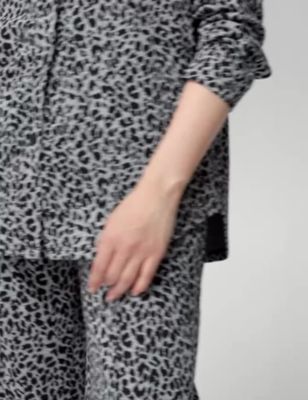 M&S Womens Leopard Print Wide Leg Trousers