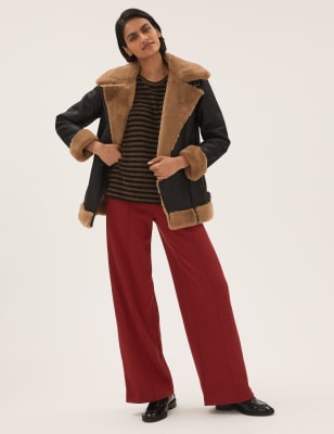 

M&S Collection Pantalón de pata ancha de punto texturizadoWomens - Deep Red, Deep Red