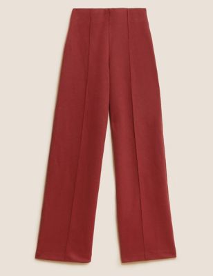 M&S Womens Jersey Textured Wide Leg Trousers