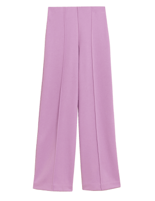 

Womens M&S Collection Jersey Textured Wide Leg Trousers - Violet, Violet