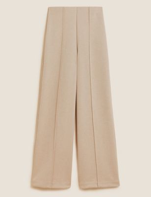 M&S Womens Jersey Textured Wide Leg Trousers