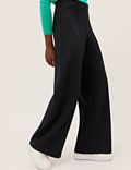 Jersey Textured Wide Leg Trousers
