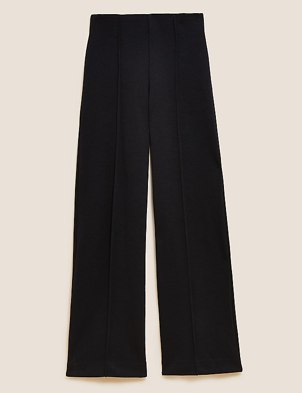 Jersey Textured Wide Leg Trousers - BE