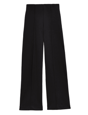 

Womens M&S Collection Jersey Textured Wide Leg Trousers - Black, Black