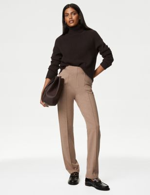 Marks And Spencer Womens M&S Collection Jersey Straight Leg Trousers - Neutral, Neutral