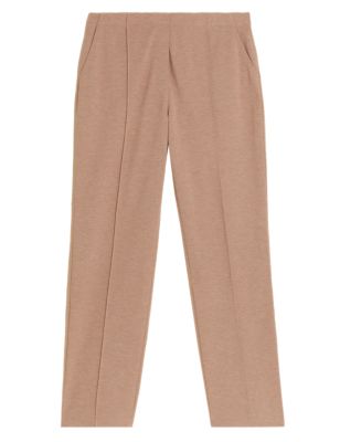 Womens M&S Collection Jersey Straight Leg Trousers - Neutral
