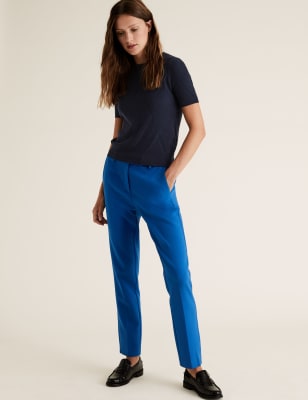 blue ankle grazer trousers