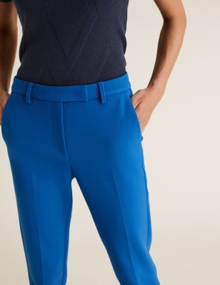 blue ankle grazer trousers