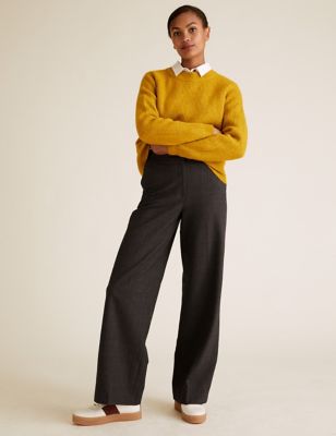 Checked Wide Leg High Waisted Trousers | M&S Collection | M&S