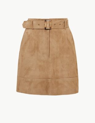 Suede Belted A-Line Mini Skirt | M&S Collection | M&S
