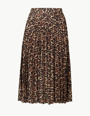 pleated animal print skirt