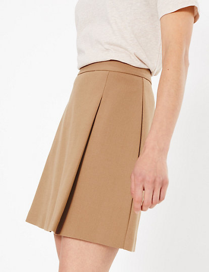 Pleat Front Mini Skirt