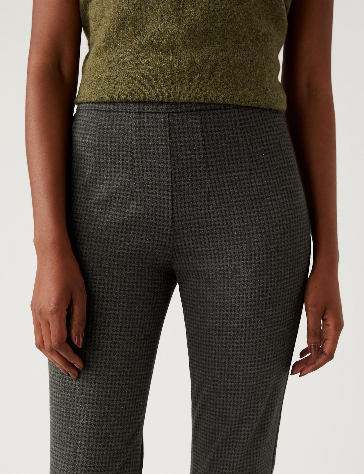 Jersey Houndstooth Slim Fit Trousers