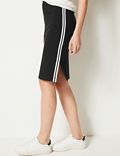 Jersey Side Stripe Slit Skirt