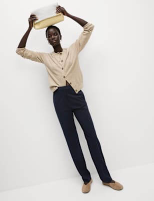 Straight Leg Trousers with Stretch