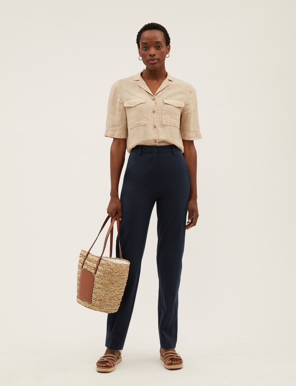 Straight Leg Trousers with Stretch image 7
