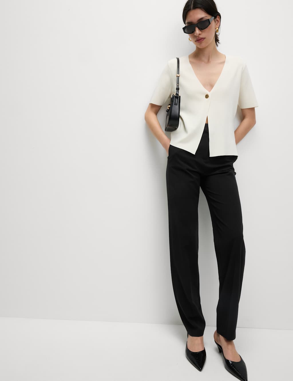 Long straight leg trousers sales