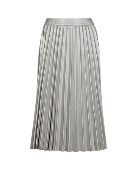Faux Leather Pleated A-Line Skirt | Twiggy | M&S