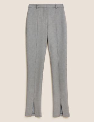 M&S Womens Checked Split Front Skinny Trousers