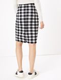 Gingham Fitted Pencil Skirt