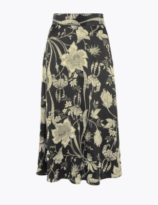 Jupe midi coupe &eacute;vas&eacute;e &agrave; imprim&eacute; fleuri