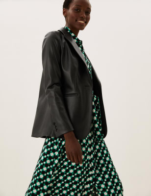 

Womens M&S Collection Blazer aus Kunstleder - Black, Black
