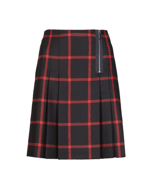 Pleated Tartan Check Mini Skirt with Wool M S Collection M S