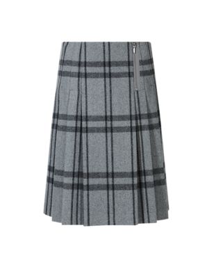 New Wool Blend Mono Checked Kilt Skirt | M&S Collection | M&S